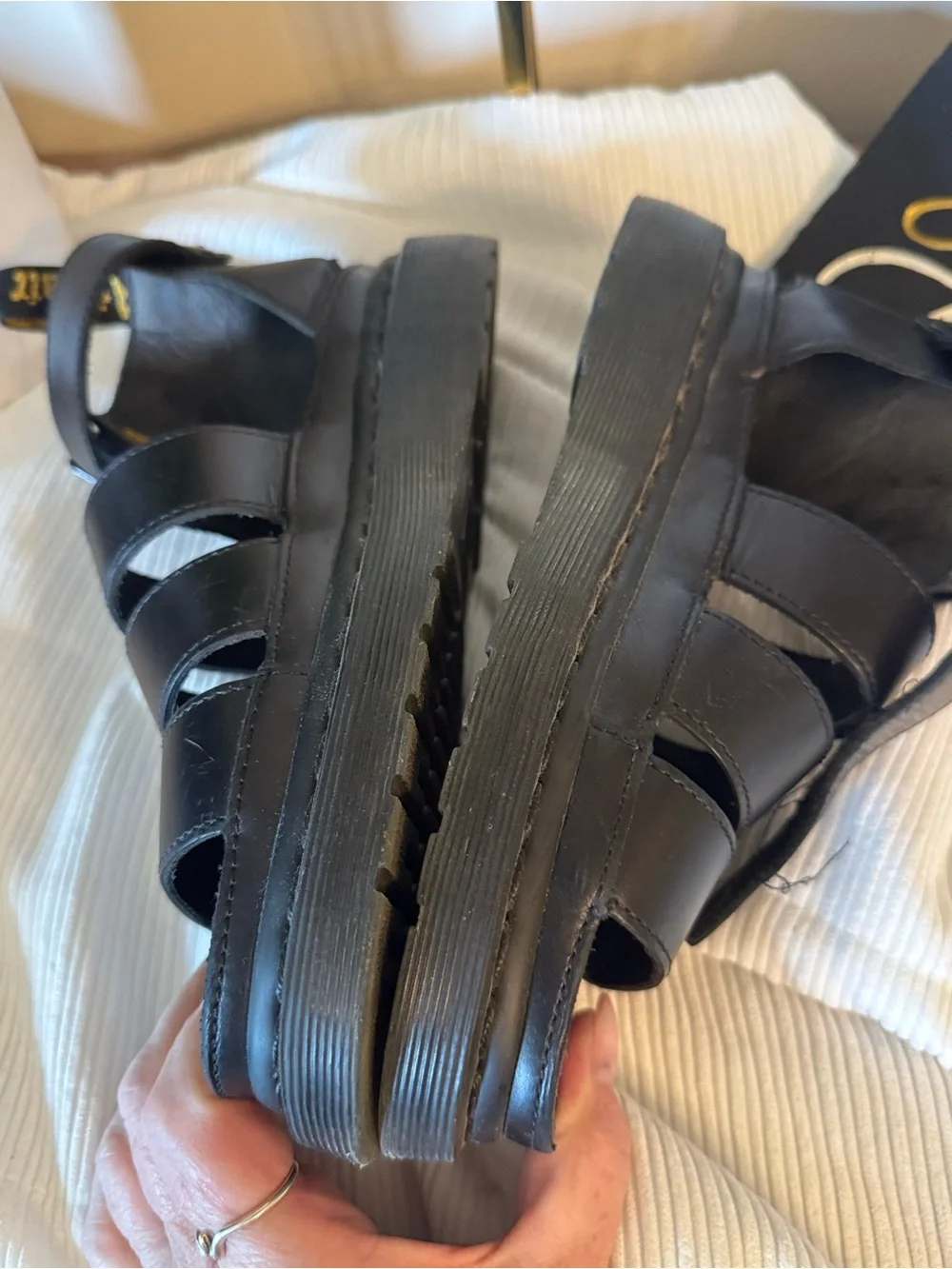 Dr. Martens Clarissa Black Leather Platform Strappy Sandals NIB